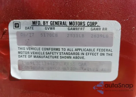 1977 Chevrolet Caprice from USA, damaged, VIN 1N69L7C174817